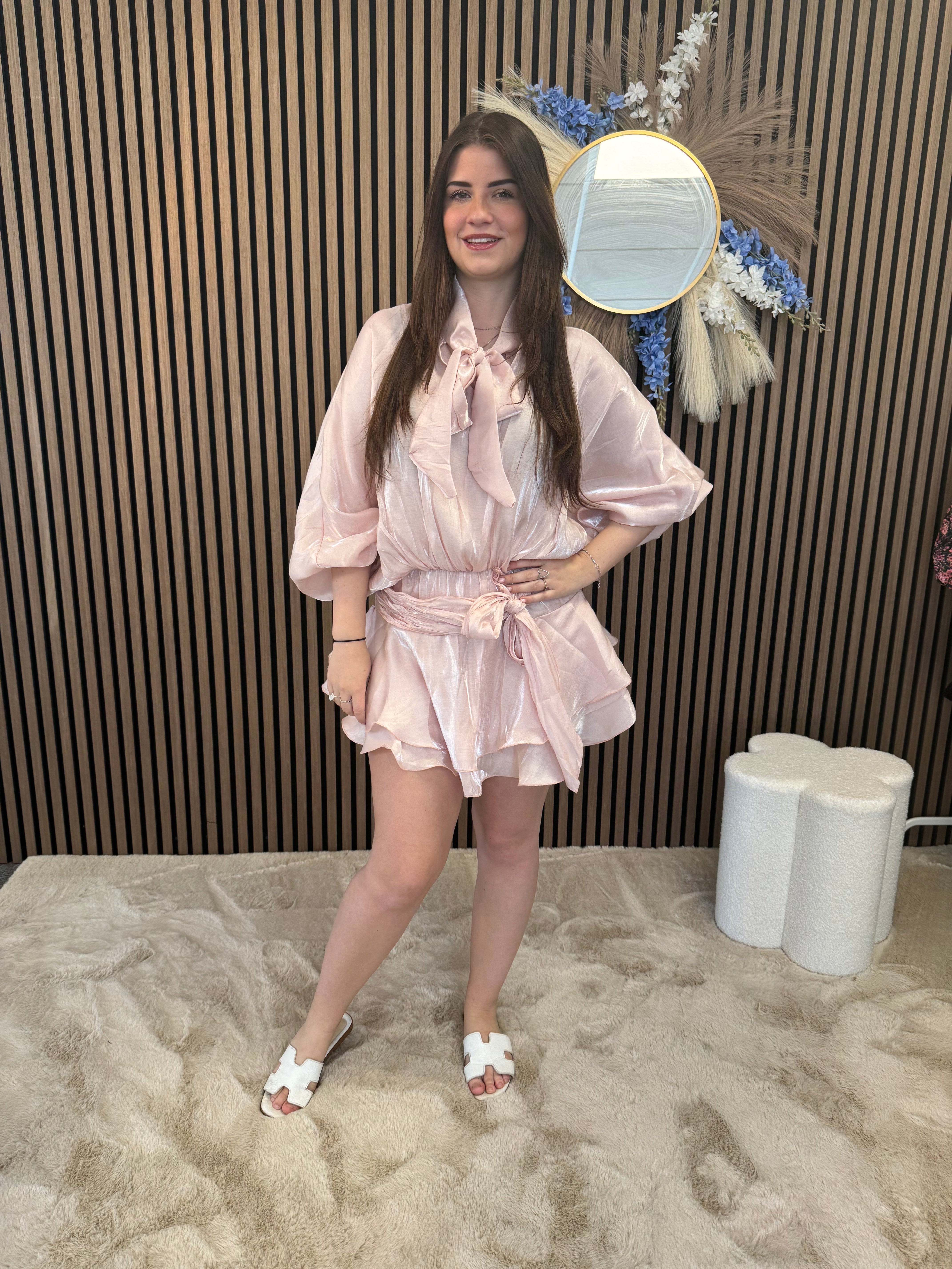 BOW SATIN DRESS