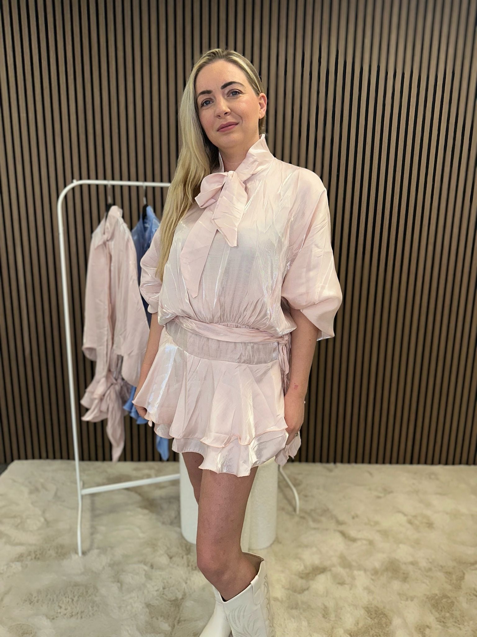 BOW SATIN DRESS